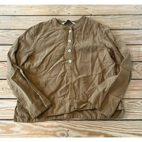 Zara 1/2 Button Long Sleeve Top Size Small Women’s Brown - Picture 1 of 8